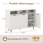 Virtuvės indauja su reguliuojamomis lentynomis 120 x 40 x 90 cm (Balta)
