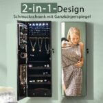 Kabinama sieninė papuošalų spintelė su veidrodžiu (Juoda)