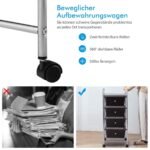 Vežimėlis su keturiais stalčiais ir metaliniu rėmu (Juoda)