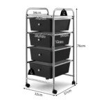 Vežimėlis su keturiais stalčiais ir metaliniu rėmu (Juoda)