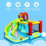 Pripučiamas vandens parkas su čiuožykla ir baseinu (Spalvotas)