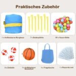 Pripučiama pilis su čiuožykla ir krepšinio lanku (Daugiaspalvė)