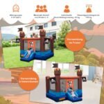 Vaikų pripučiama pilis su čiuožykla ir krepšinio lanku (Mėlyna)