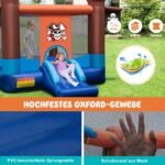 Vaikų pripučiama pilis su čiuožykla ir krepšinio lanku (Mėlyna)