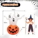 Pripučiama Helovino dekoracija su trimis vaiduokliais ir moliugu 175 cm (Oranžinė ir balta)