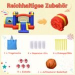 Pripučiama pilis su čiuožykla ir krepšinio lenta (Spalvinga)