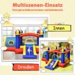 Pripučiama pilis su čiuožykla ir krepšinio lenta (Spalvinga)