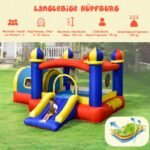 Pripučiama pilis su čiuožykla ir krepšinio lenta (Spalvinga)