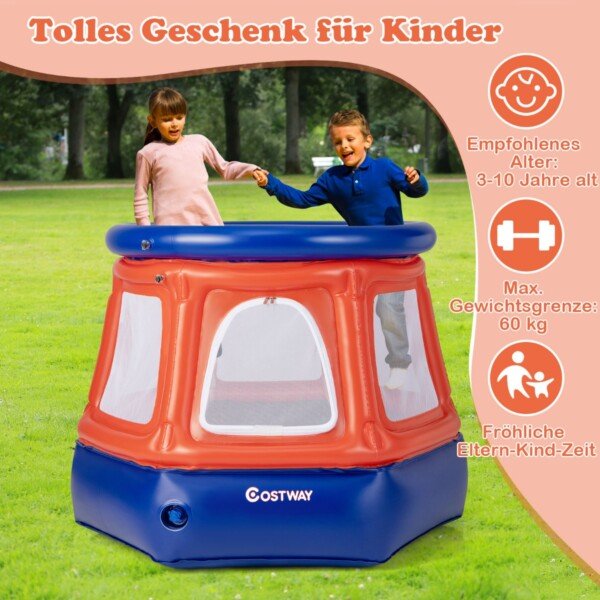 Pripučiamas vaikiškas batutas su apsauginiu tinklu (Raudona)