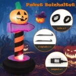 180 cm aukščio pripučiamas moliūgo formos kelio ženklas su LED šviesa (Oranžinė)