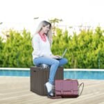 Daugiatikslė 114 L lauko sandėliavimo dėžė (Šviesiai ruda)