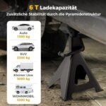 Atraminiai domkratai 6 tonų keliamoji galia reguliuojamas aukštis 36–58 5 cm (Juoda)