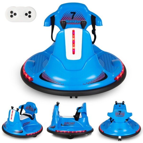 Elektrinis vaikiškas paspiriamasis automobilis 360 laipsnių sukimu ir LED apšvietimu (Mėlyna)