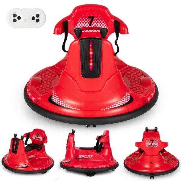 Elektrinis paspirtukas vaikams su 360 laipsnių sukimu ir LED apšvietimu (Raudona)