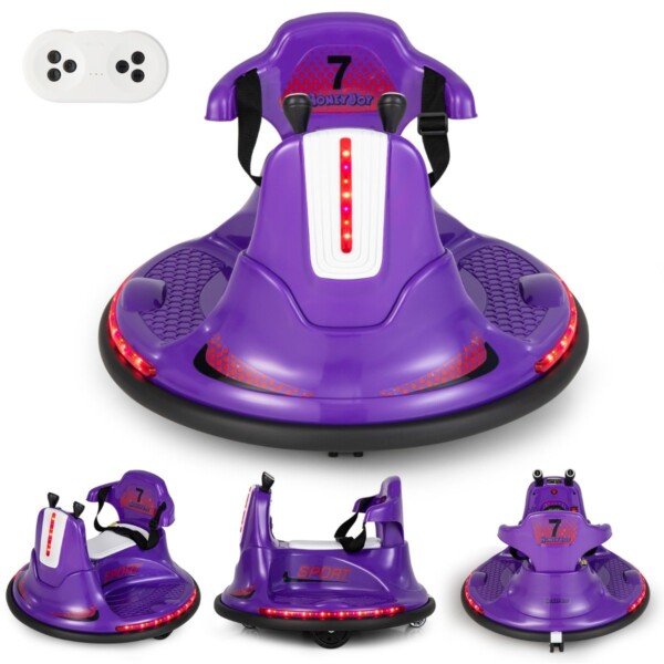 Elektrinis paspirtukas vaikams su 360° sukimu ir LED apšvietimu (Violetinė)