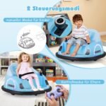 Elektrinis paspirtukas vaikams su LED apšvietimu ir nuotolinio valdymo pultu (Mėlyna)