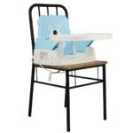 Daugiafunkcinė sulankstoma vaikiška maitinimo kėdutė su dvigubu padėklu (Mėlyna)