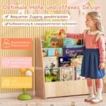 Vaikiška knygų lentyna su keturiais skyriais (Natūrali)