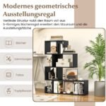 Penkių pakopų geometrinė knygų lentyna su atviromis lentynomis (Juoda)