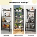 4 pakopų medinės lentynos su metaliniu rėmu ir saugos funkcijomis (Ruda)