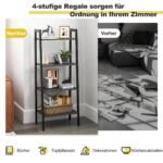 4 pakopų medinės lentynos su metaliniu rėmu ir saugos funkcijomis (Ruda)