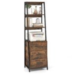 Aukštas 3 stalčių ir 4 atvirų lentynų stovas (Rustiška ruda)