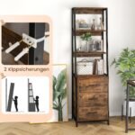 Aukštas 3 stalčių ir 4 atvirų lentynų stovas (Rustiška ruda)