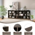 Atvira trijų lygių knygų spinta su aštuoniais skyriais (Pilka)