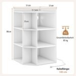 Kampinė spintelė su integruota įkrovimo stotele ir devyniais skyriais (Balta)