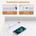 Kampinė spintelė su integruota įkrovimo stotele ir devyniais skyriais (Balta)