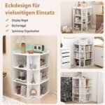 Kampinė spintelė su integruota įkrovimo stotele ir devyniais skyriais (Balta)