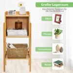 3 pakopų bambukinė knygų lentyna su kojelėmis (Natūrali)