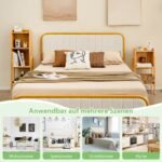 3 pakopų bambukinė knygų lentyna su kojelėmis (Natūrali)