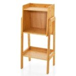 3 pakopų bambukinė knygų lentyna su kojelėmis (Natūrali)