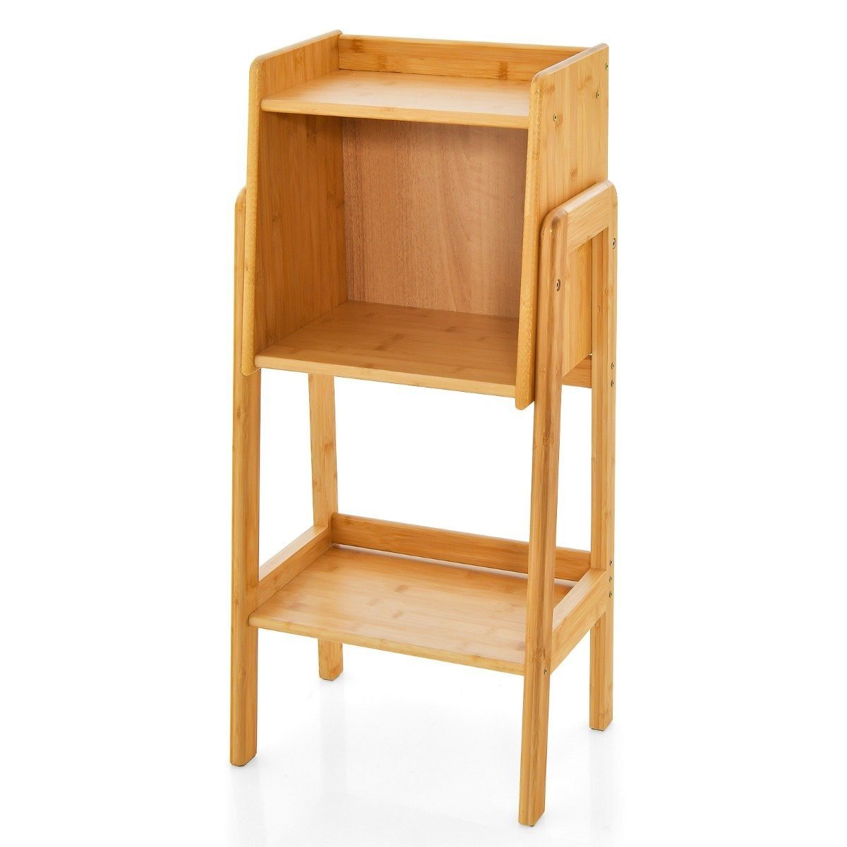 b_cherregal-jv11085na_8_ 3 pakopų bambukinė knygų lentyna su kojelėmis (Natūrali)