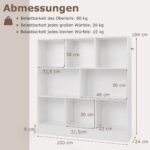 8 skyrių lentyna su trimis pakopomis (Balta)