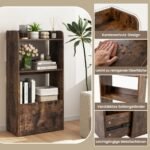 Daugiafunkcis trijų lentynų stovas su stalčiumi (Rustiška ruda)