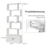 Stilinga S formos lentyna su 5 atviromis lentynomis ir spinta (Balta)