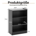 3 skyrių pastatomoji lentyna su reguliuojamomis lentynomis (Juoda)