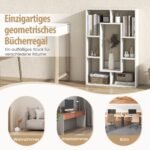 Geometrinė knygų lentyna su septyniais skyriais (Balta)