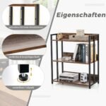 3 pakopų lentyna su reguliuojamomis lentynomis ir metaliniu rėmu (Natūrali ruda)