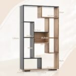 120 cm aukščio devynių skyrių pastatoma knygų lentyna su geometriniu dizainu (Juoda)