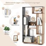 120 cm aukščio devynių skyrių pastatoma knygų lentyna su geometriniu dizainu (Juoda)