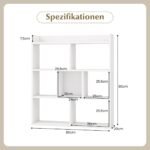 Knygų lentyna su septyniais skyreliais ir atviru galu (Balta)