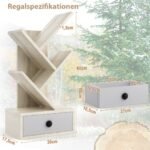 Daugiafunkcis medžio formos lentynų stovas su stalčiumi (Smėlio)