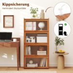 4 lentynų bambukinė vitrina su akrilinėmis durimis (Ruda)