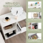 Balta daugiafunkcinė saugojimo lentyna su stalčiumi ir trimis skyriais (Balta)