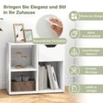 Balta daugiafunkcinė saugojimo lentyna su stalčiumi ir trimis skyriais (Balta)