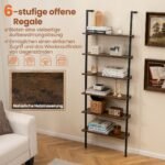 Daugiafunkcis 6 pakopų pastatomas laiptu formos lentynos stovas (Rustiška ruda)