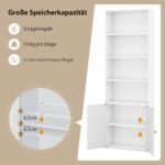 Aukšta 180 cm knygų lentyna su durelėmis (Balta)